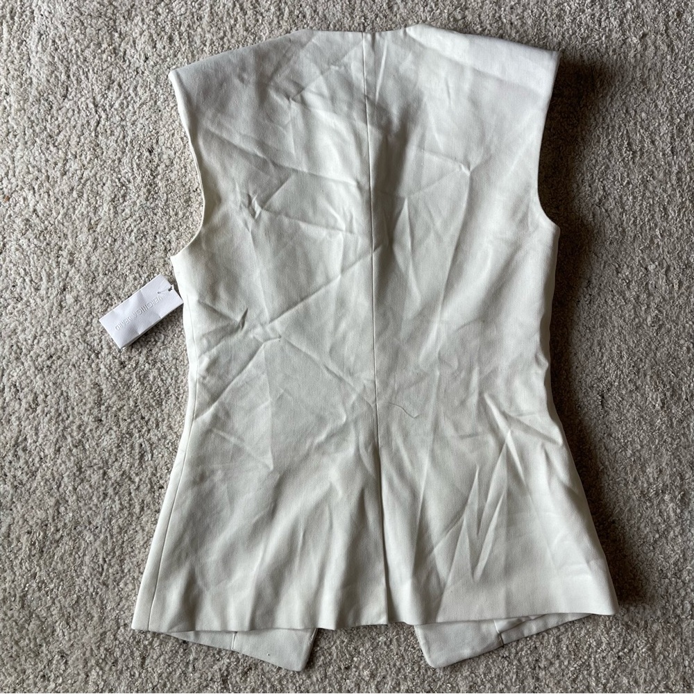 ✨NWT ✨ Veronica Beard Tamara Linen Vest Off-White Single-Breasted Split-Hem Vest - Picture 8 of 12
